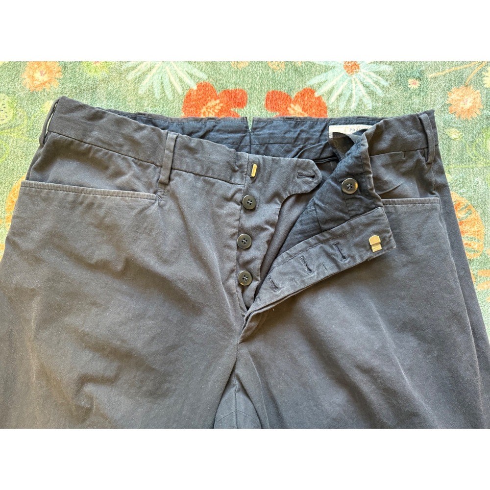 Prada Milano Womens Navy Blue Cotton Twill Trousers‎ Button Fly Made in Italy 48 - Picture 6 of 14